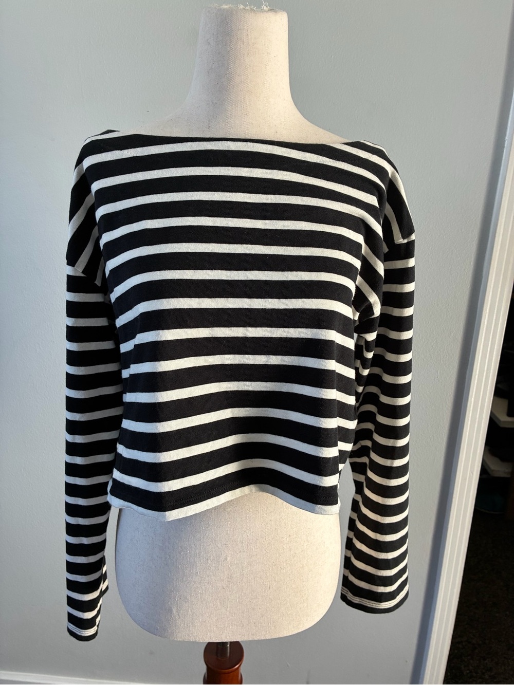 J Crew cropped 100% cotton stripped boxy tee size small